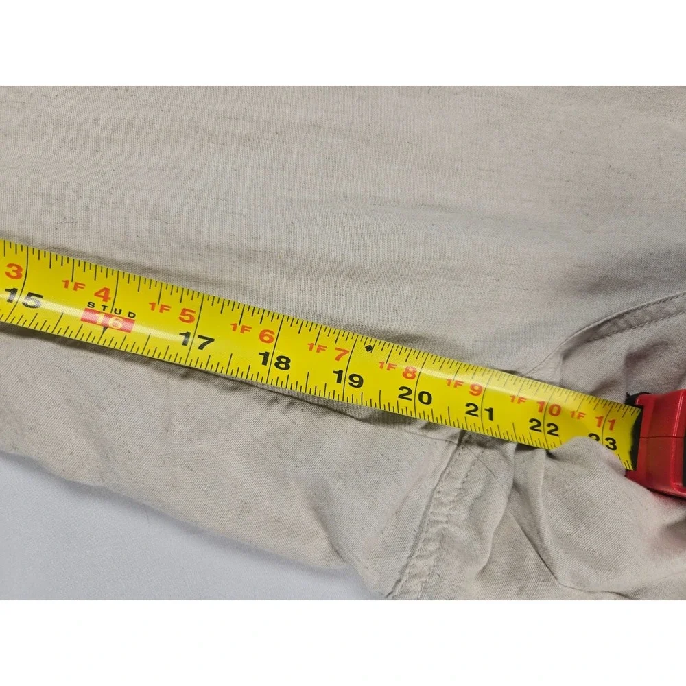 Catherines Womens 3X 26/28W Linen Blend Crop Pants Beige Pull On‎ Elastic Waist